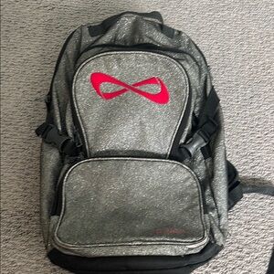 NFINITY Sparkling Silver Backpack with Red Accent
